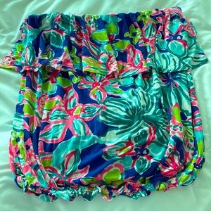 Lilly Pulitzer tube top with elastic waist and ruffle